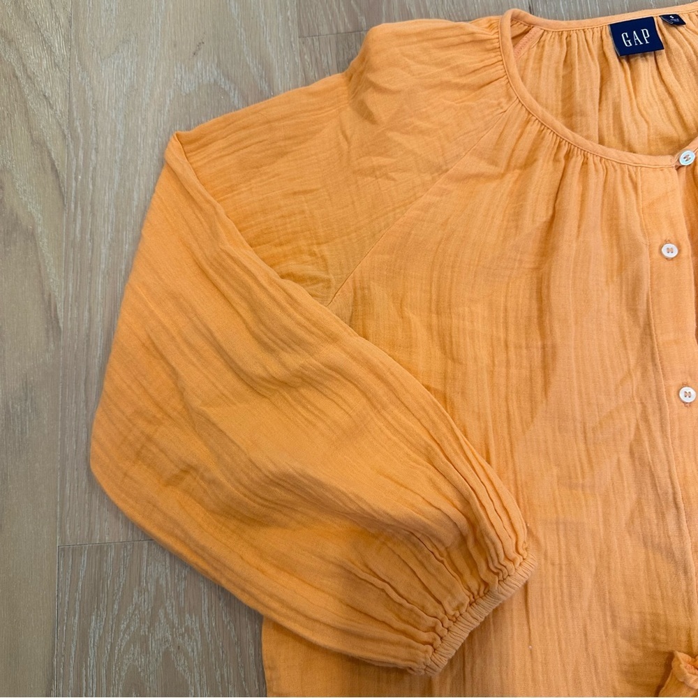 GAP Crinkle Gauze Boatneck Button Up Top Shorts Matching Set Cotton Size Small - Picture 7 of 10